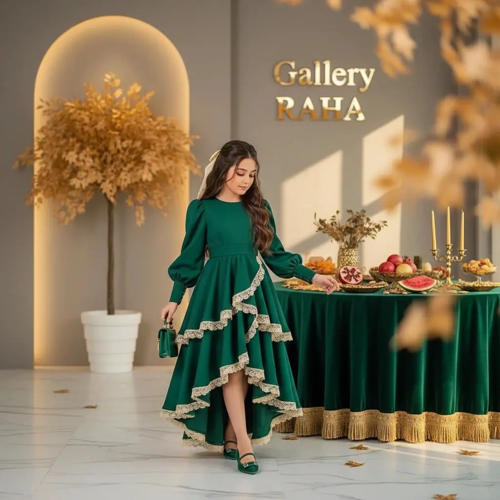 پیراهن یلدایی بچگانه پیراهن شیک یلدایی دخترانه مدل آیلار - Image 1