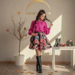 شومیز مجلسی و دامن گلدار دخترانه مدل گلنار