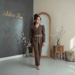 رامپر شیک دخترانه همراه با کمربند کنفی مدل سلین - Image 7