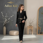 رامپر شیک دخترانه همراه با کمربند کنفی مدل سلین - Image 4