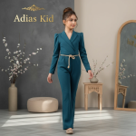 رامپر شیک دخترانه همراه با کمربند کنفی مدل سلین - Image 5
