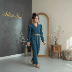 رامپر شیک دخترانه همراه با کمربند کنفی مدل سلین - Image 3