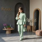 ست شیک بلوز شلوار همراه با کمربند مدل دکلمه - Image 9