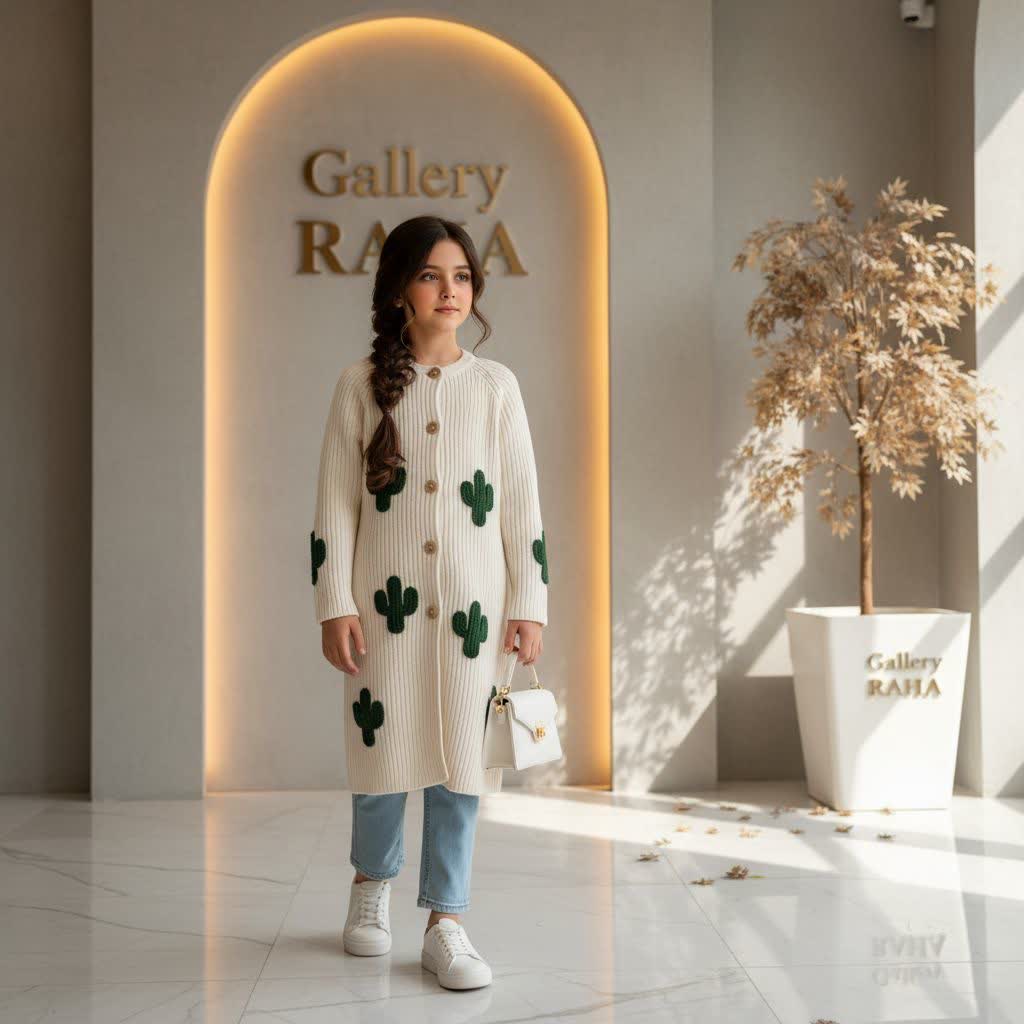 photo24614749165 مانتو بافت شیک دخترانه مدل کاکتوس - Image 1